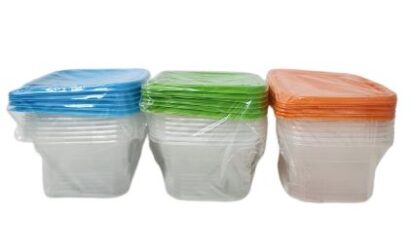⁦סט 6 קופסאות פלסטיק עם מכסים 14X14 x במבחר צבעים⁩ – תמונה ⁦2⁩