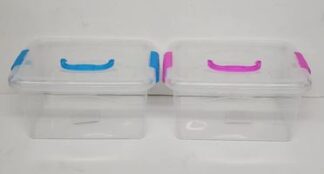 ארגז פלסטיק שקוף סגירת קליפסים עם ידית 26X18 גובה 12.5 ס"מ