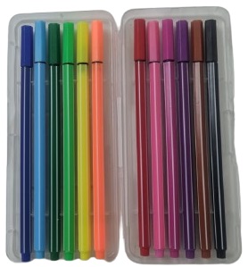 חבילה 12 עטים ראש לבד צבעוניים 0.4