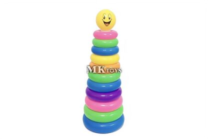 מגדל טבעות חישוקים צבעוני ראש סמיילי 43X15 ס"מ