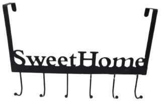 קולב מעוצב SWEET HOME עם 6 ווים לתליה שחור 42X27 ס"מ