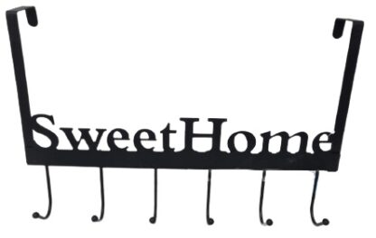 קולב מעוצב SWEET HOME עם 6 ווים לתליה שחור 42X27 ס"מ
