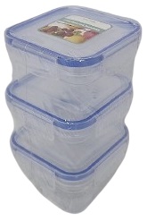 סט 3 קופסאות מרובעות עם סגירה הרמטית - 150 מ"ל כל אחת