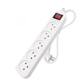 רב שקע 5 שקעים + מפסק כבל כ-1 מטר