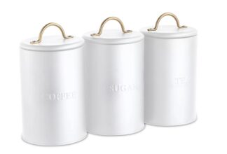סט תה קפה סוכר פח לבן מט