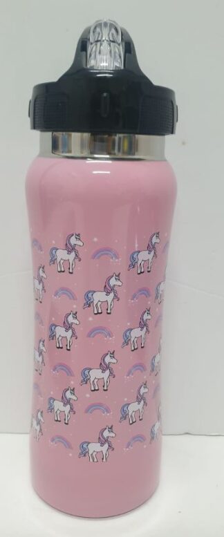 בקבוק שתיה נירוסטה + פיה מתקפלת 600 מ"ל - חד קרן