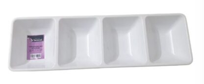 ⁦מגש נשנושים מלבני מחולק ל-4 40X12 ס"מ - צבע לבן⁩ – תמונה ⁦2⁩