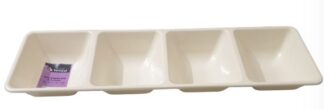 מגש נשנושים מלבני מחולק ל-4 40X12 ס"מ - צבע קרם