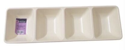 ⁦מגש נשנושים מלבני מחולק ל-4 40X12 ס"מ - צבע קרם⁩ – תמונה ⁦2⁩