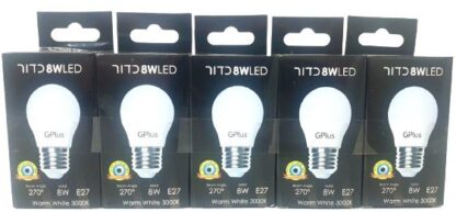 סט 5 נורות כדור 8W E27 SAFETY אור חם
