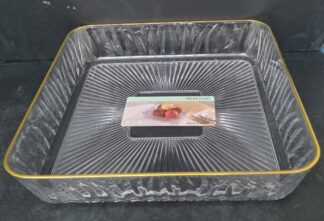קערת הגשה אקריליק מעוצבת עם פס זהב 26X26 גובה 5 ס"מ