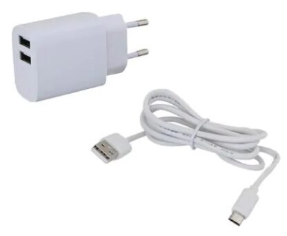 ⁦מטען קיר כפול USB 2.4A + כבל MICRO USB- לבן⁩ – תמונה ⁦2⁩