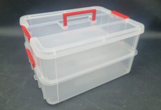 ארגז אחסון 2 חלקים סגירת קליפסים וידית 35X26 גובה 19 ס"מ