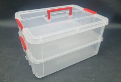 ארגז אחסון 2 חלקים סגירת קליפסים וידית 35X26 גובה 19 ס"מ