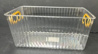 ארגונית אקריליק שקופה לאחסון עם ידיות זהב 23.5X13 ס"מ