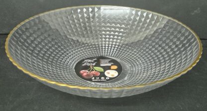 קערה להגשה אקריליק מעוצבת עם פס זהב קוטר 23 ס"מ