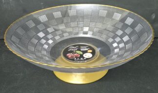 קערה להגשה אקריליק מעוצבת עם רגל ופס זהב קוטר 26 ס"מ