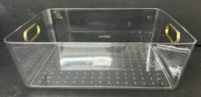 ארגונית אקריליק שקופה לאחסון עם ידיות זהב 29X20.5 ס"מ