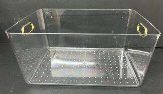 ארגונית אקריליק שקופה לאחסון עם ידיות זהב 31X22 ס"מ