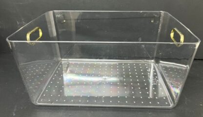 ארגונית אקריליק שקופה לאחסון עם ידיות זהב 31X22 ס"מ