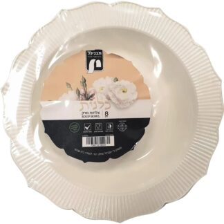 חבילה צלחות מרק חד פעמי מהודרות -  קרם