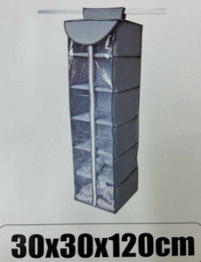 ארגונית בד לתלייה 6 קומות +סגירה 30X30X120 ס"מ